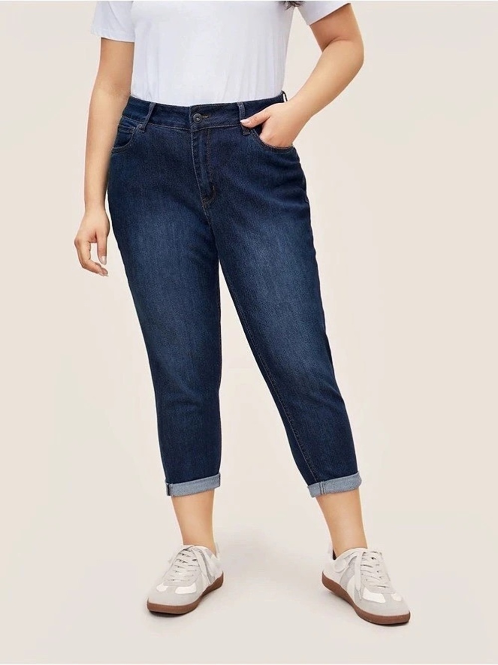 BloomChic Plus Size 3XL Very Stretchy High Rise Dark Wash Cropped Jeans us22